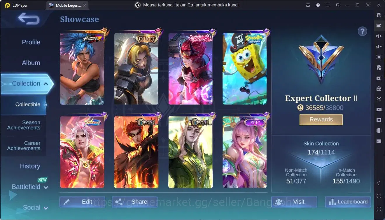 Mobile Legends: Bang Bang Accounts Global|Hero 96|Skin 174|Expert|KOF Karina|CC Natal image 2