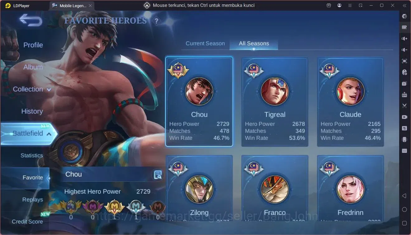 Mobile Legends: Bang Bang Accounts Global|Hero 96|Skin 174|Expert|KOF Karina|CC Natal image 4