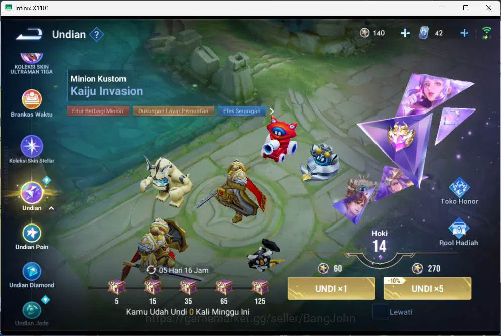 Honor of Kings Accounts GLOBAL | hero 35, skin 17 yuan ge, legend wukong,  image 9