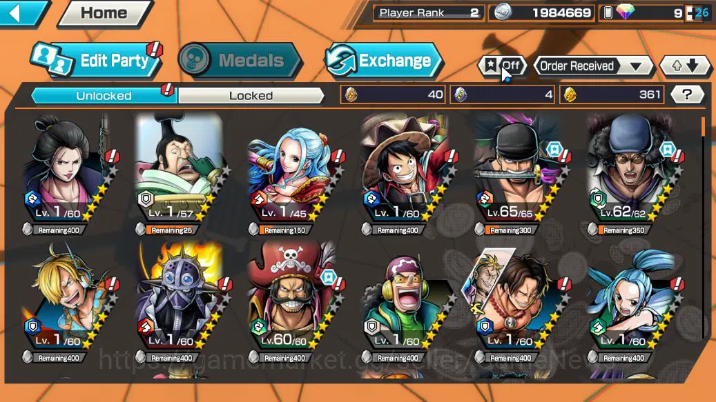 One Piece Bounty Rush Accounts Starter Global|5 EX | T5E St.Jaygarcia,TFE Marshall D.Teach,KING Gol D.Roger,RO Roronoa 4