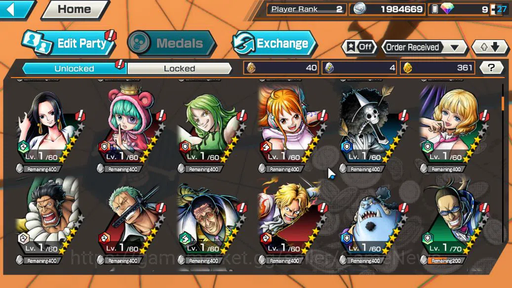 One Piece Bounty Rush Accounts Starter Global|5 EX | T5E St.Jaygarcia,TFE Marshall D.Teach,KING Gol D.Roger,RO Roronoa 5