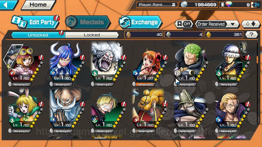 One Piece Bounty Rush Accounts Starter Global|5 EX | T5E St.Jaygarcia,TFE Marshall D.Teach,KING Gol D.Roger,RO Roronoa 6