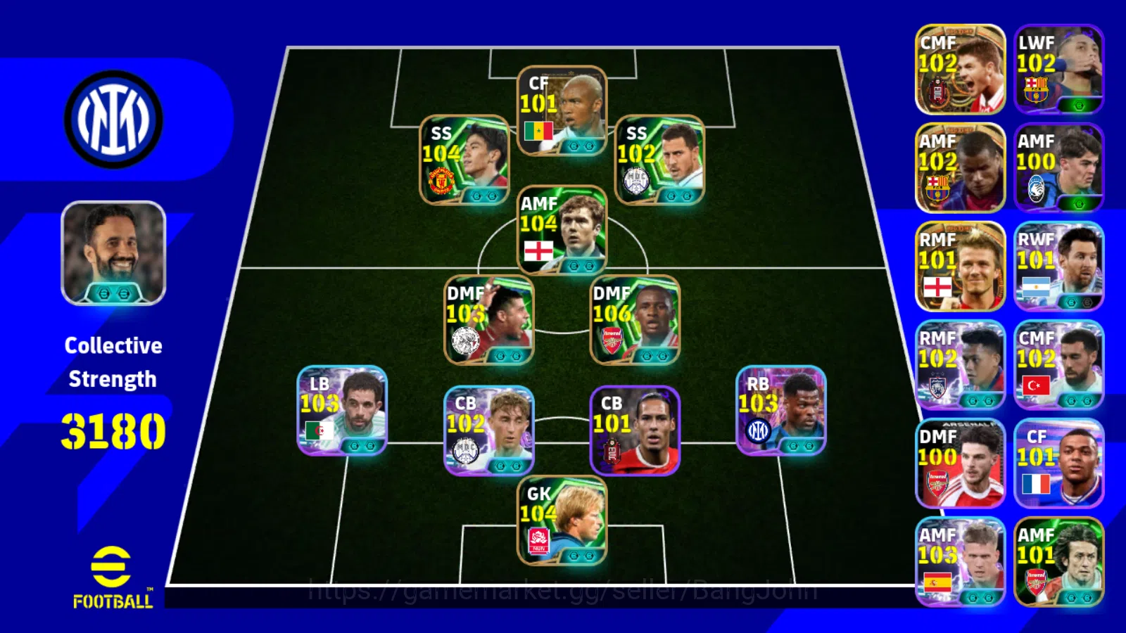 Power 3180 | shinji kagawa epicdb,viera epicdb,dumries showtime, huijsen,rijkaard | coach amorim EFB938B eFootball Others Power 3180 | shinji kagawa epicdb,viera epicdb,dum image 1