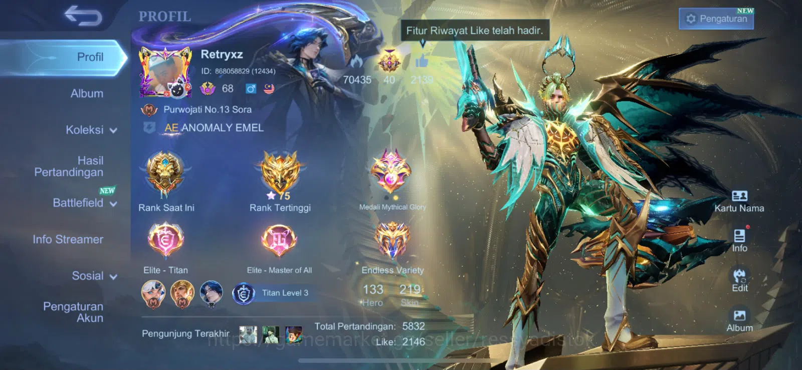 Mobile Legends: Bang Bang Accounts Rare Skin MLBB RENOWNED 4 | MAX HERO | MAX EMBLEM | SKIN 219, GRANGER PRIME, M6 CLAUDE 1