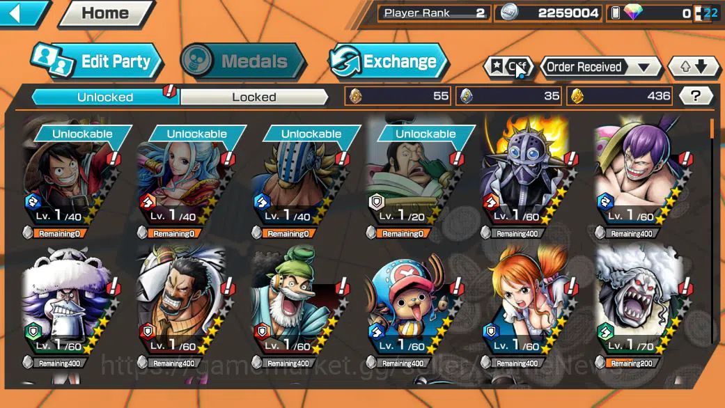 One Piece Bounty Rush Accounts Starter Global|6 EX|T5E ST.Jaygarcia,Gear5 Luffy,RO Roronoa Zoro,KING GOL D.Roger,AMS 4