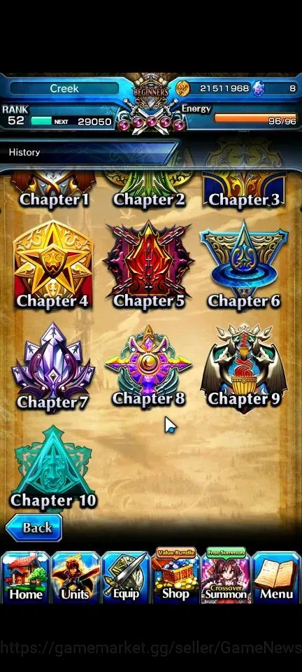Grand Summoners Accounts End-Game Global|Rank 52|3 Ascend (Sella Source Witch,Misette,Yuyuka,Salgyouji)|Lpot 33|Check 12