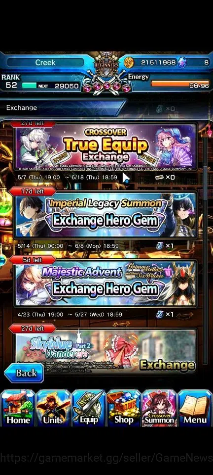 Grand Summoners Accounts End-Game Global|Rank 52|3 Ascend (Sella Source Witch,Misette,Yuyuka,Salgyouji)|Lpot 33|Check 14