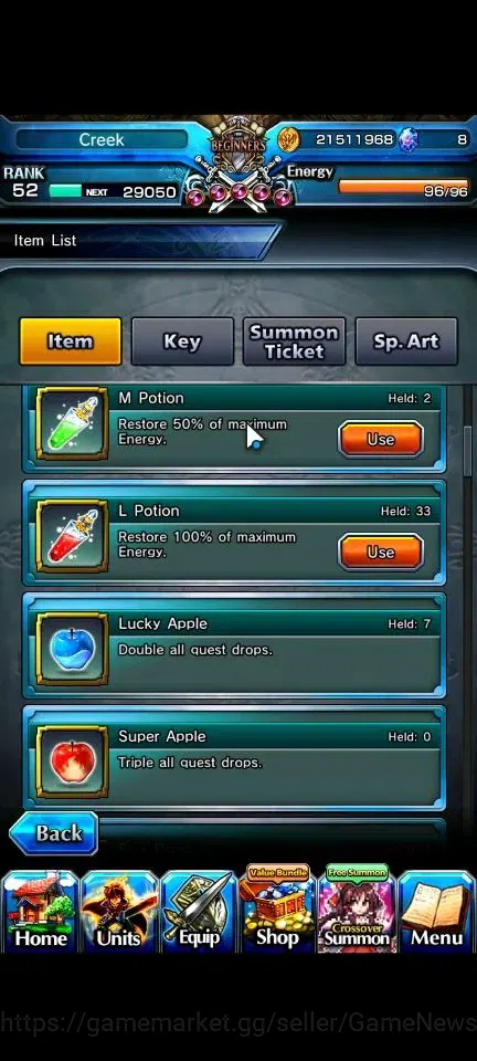 Grand Summoners Accounts End-Game Global|Rank 52|3 Ascend (Sella Source Witch,Misette,Yuyuka,Salgyouji)|Lpot 33|Check 3