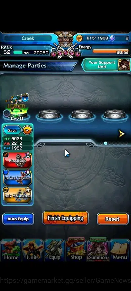 Grand Summoners Accounts End-Game Global|Rank 52|3 Ascend (Sella Source Witch,Misette,Yuyuka,Salgyouji)|Lpot 33|Check 4
