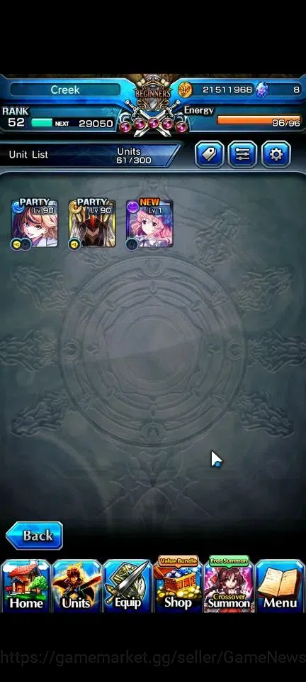 Grand Summoners Accounts End-Game Global|Rank 52|3 Ascend (Sella Source Witch,Misette,Yuyuka,Salgyouji)|Lpot 33|Check 5