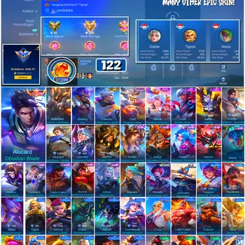 Mobile Legends: Bang Bang Accounts #4665 122 Skins | Alucard Obsidian Blade (LEGEND) | Irithel Hellfire (EPIC) | Nana