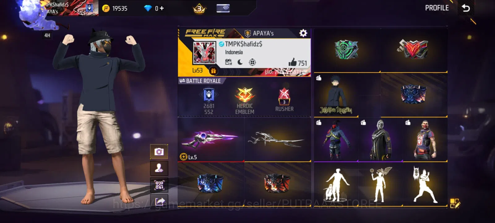 Free Fire Accounts Indonesia | bundle jejutsu kaisen idaman - sg 2 juta | murah dan bergaransi 1