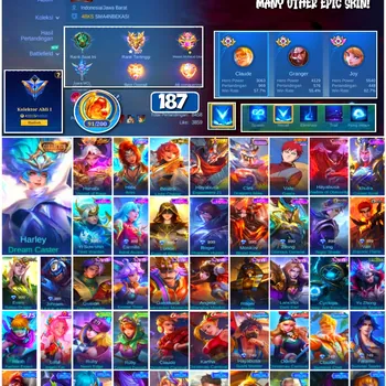 Mobile Legends: Bang Bang Accounts #4419 187 Skins | Vale Gaara (NARUTO) | Harley Dream Caster (COLLECTOR) | Khufra Cursed
