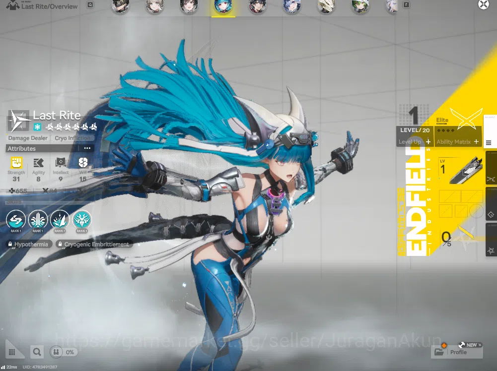 Arknights: Endfield Accounts Asia LVL 2 | Fresh Starter + 1 Meta SSR (Last Rite) + 4 SR Character + 1 Weapon B6 |Skip 4