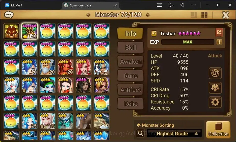 Summoners War: Sky Arena Accounts GLOBAL | NB 5 TESHAR,Starter Gacha 115 12Y+160 11Y image 2