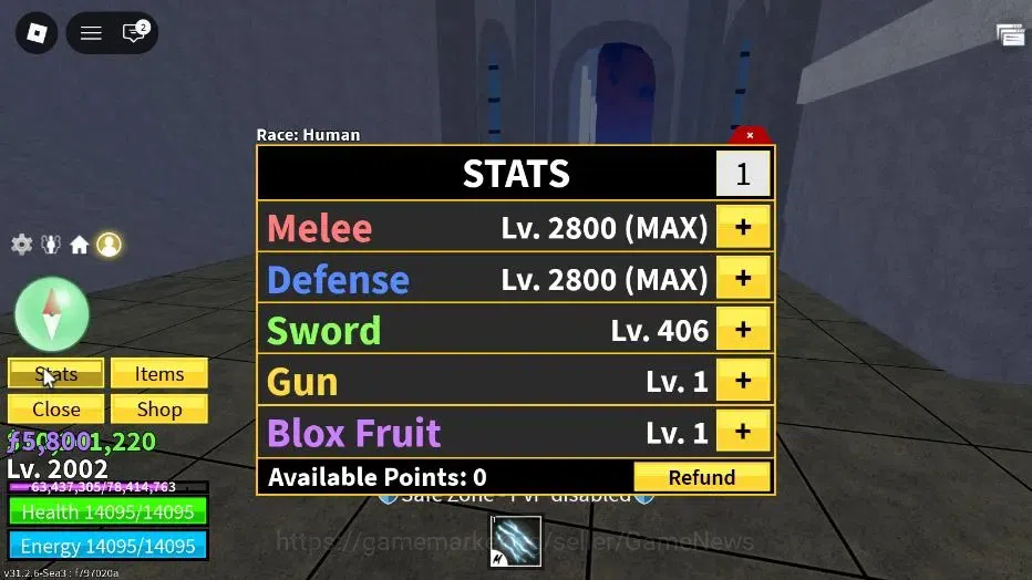 Roblox Accounts Blox Fruit|Lv 2002|Electric Claw|10M Beli 5,8K Fra image 1