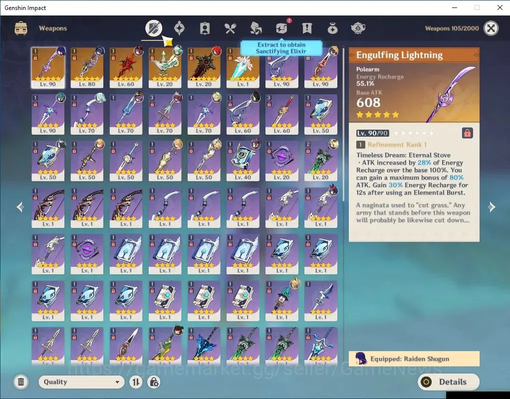Genshin Impact Accounts Asia|AR 56|6 Limit +6(*5Wep)|(Raiden,Clorinde)+Sig image 6