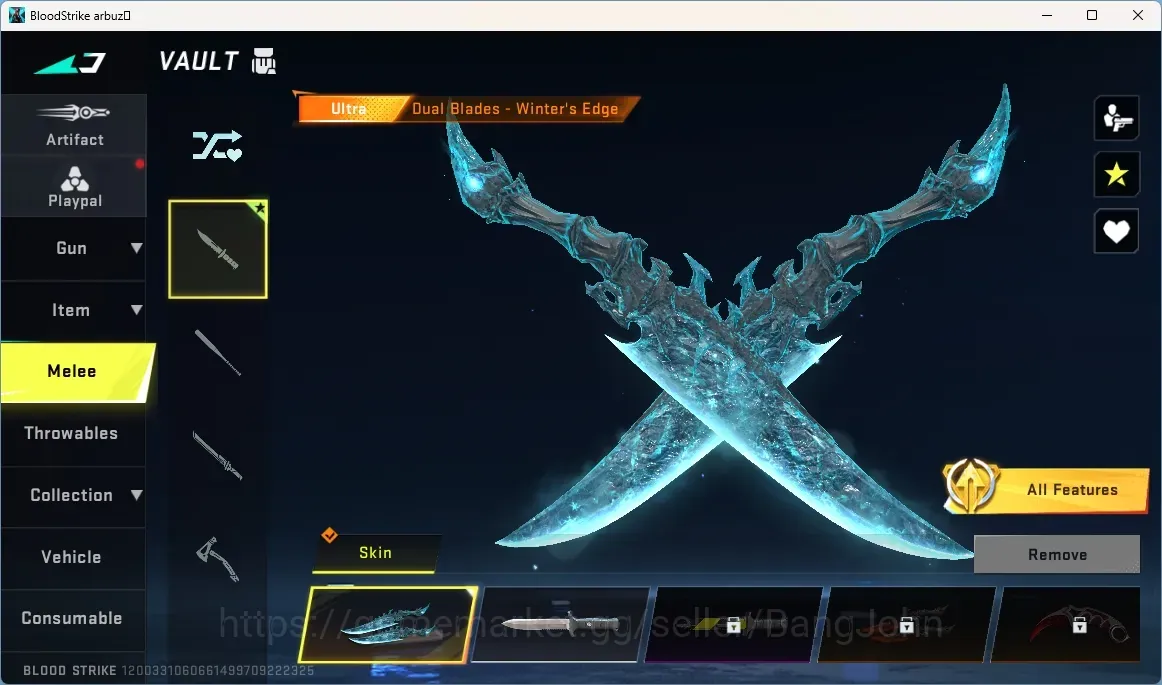 Blood Strike Accounts Others ASIA | Ultra Melee: Dual Blades - Winter's Edge | 1 Ultra Gun | 7 Legendary Gun | Epic Name 1