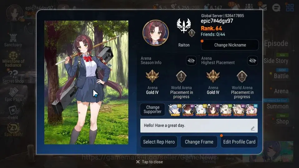 Epic Seven Accounts Limited Hero GLOBAL Verif|New Era|ML(Harsetti,Belian,RueleOfLight,BW Iseria,etc)+Rinak,TA Coli,etc|Poh 2