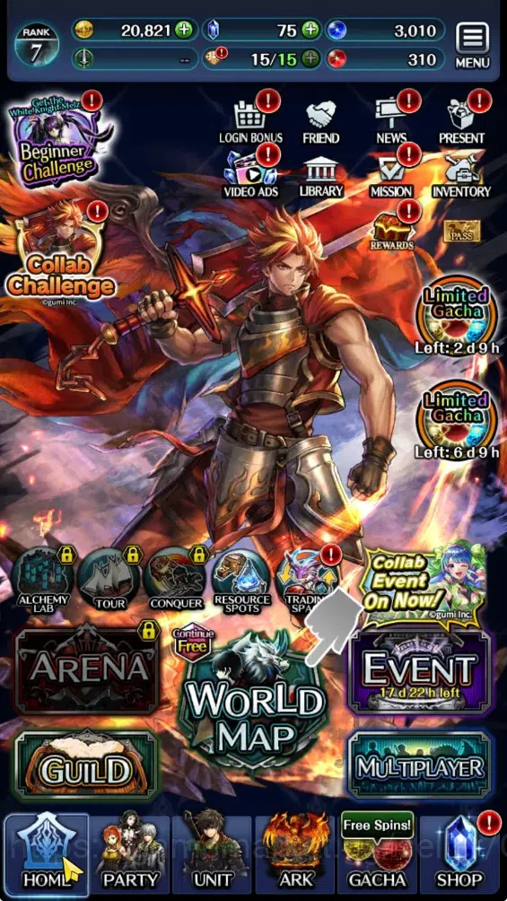 Last Cloudia Accounts GLOBAL|Rank 7|Collab Brave Frontier (Fire God Varg image 7