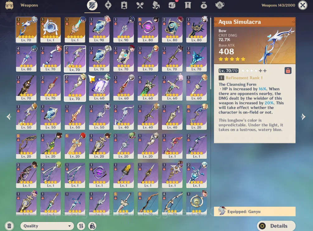 Genshin Impact Accounts ASIA|AR 53|7 Limited +3(*5Weapon)|Zibai,Clorinde,N image 4