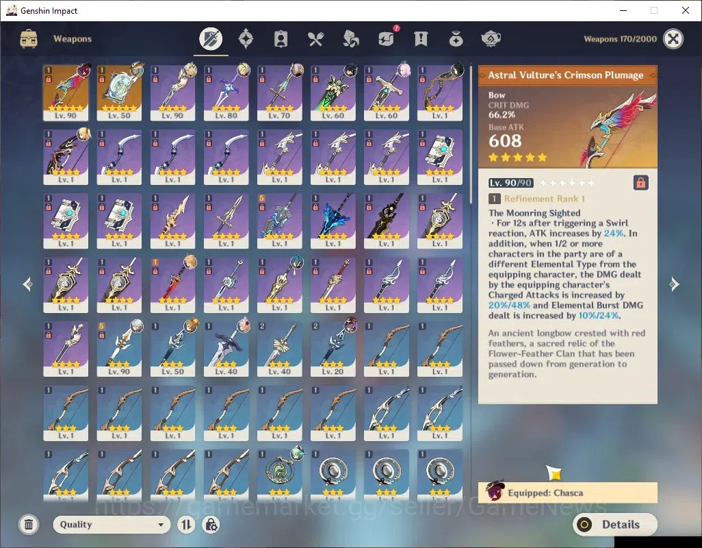 Genshin Impact Accounts ASIA|AR 55|Rate ON|5 Limited + 2 (*5Weap)|Chasca+S image 5