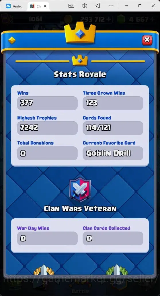 Clash Royale Accounts Mobile |Trophy 7214|4 EVO Cards|1 Hero Card|4667 G image 2