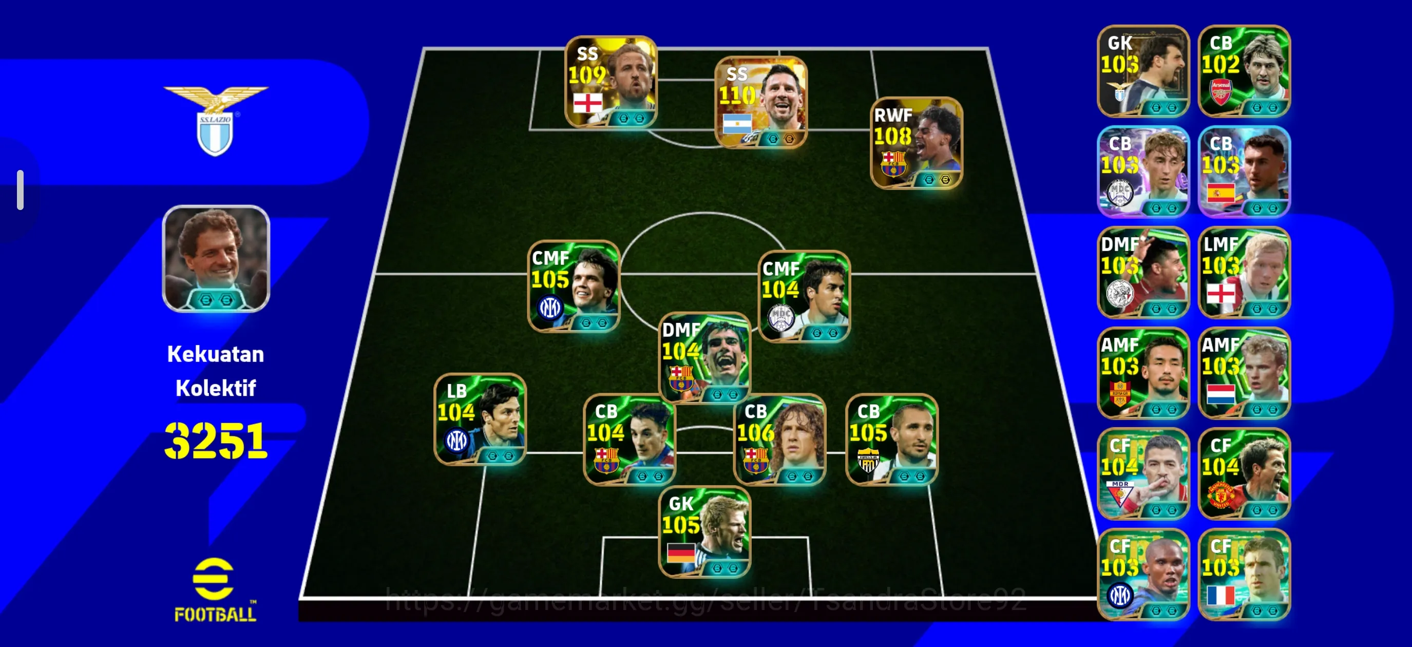 eFootball Accounts Mid-Tier #E FLASH SALE Ovr 3251+ Duo Balon Dyor New Era Harry Kane X Lamine Yamal X Lionel Messi X Pep 1