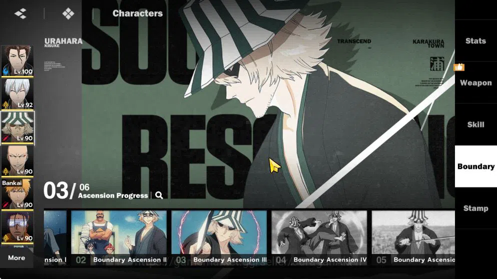 BLEACH: Soul Resonance Accounts NuverseSEA|END Lv70|8 SSR[(Aizen,Ichiban,UraharaB3,Ikkaku,Tosen,Byakuya,Yoru)+Sign,Gin]+12SR 10