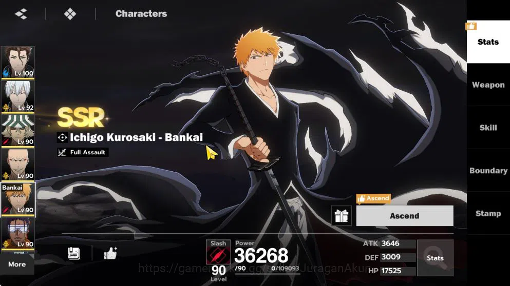 BLEACH: Soul Resonance Accounts NuverseSEA|END Lv70|8 SSR[(Aizen,Ichiban,UraharaB3,Ikkaku,Tosen,Byakuya,Yoru)+Sign,Gin]+12SR 7