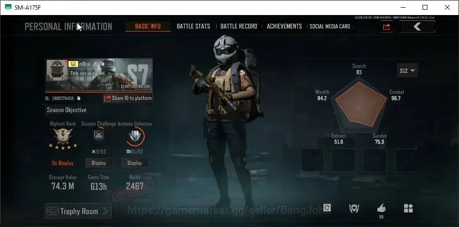 Arena Breakout Accounts Mobile | LV 30 | SV 74.3 M | CV 56.8 M | Night AK1 image 2