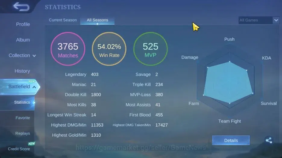 Mobile Legends: Bang Bang Accounts Hero 105|Skin 173|High Immo 110|CC Natalia,Lesley  image 4