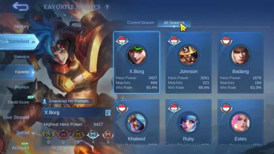 Mobile Legends: Bang Bang Accounts Hero 105|Skin 173|High Immo 110|CC Natalia,Lesley  image 5