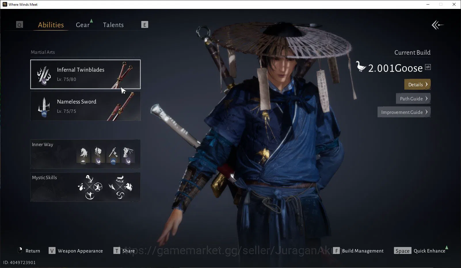 Where Winds Meet Accounts GLOBAL|Lv 80|GS 20k|Panacea Fan,Nameless Sword,Str image 4