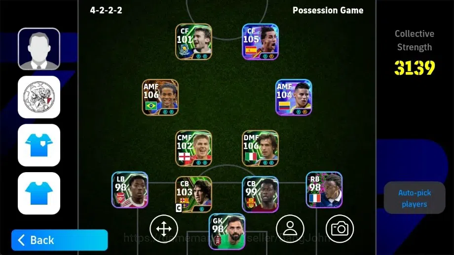 eFootball Accounts Legends & Iconic Players Mobile|PW 3139|Ronaldinho Gaucho BigT,Andera Pirlo Epic,New James Rodriguez 1