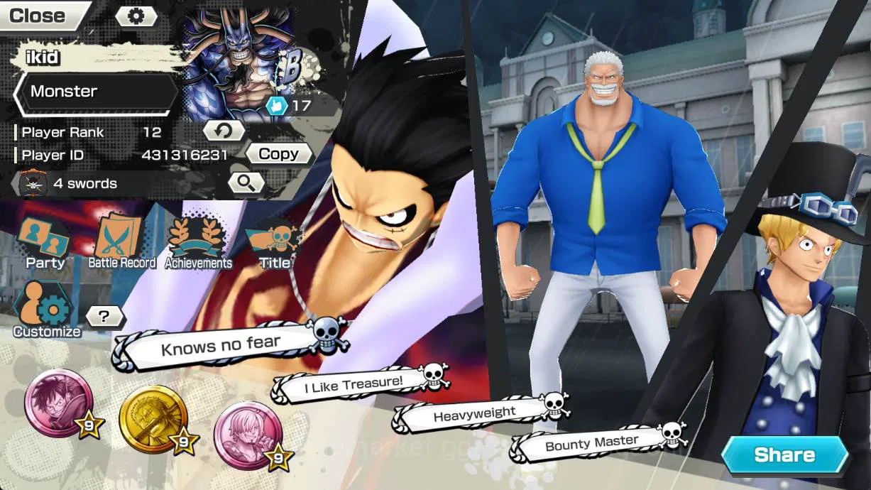 One Piece Bounty Rush Others GLOBAL | EX5 | 4 emperor Luffy, sakazuki, garp, ku image 1