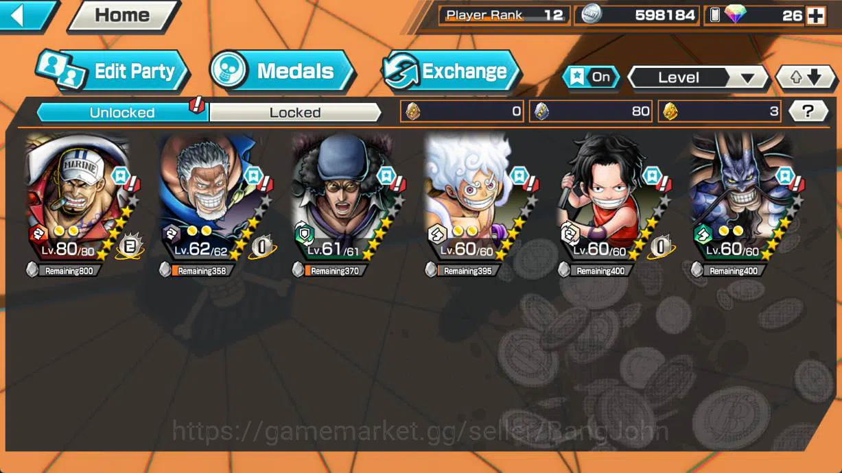 One Piece Bounty Rush Accounts GLOBAL | EX5 | 4 emperor Luffy, sakazuki, garp, ku image 2