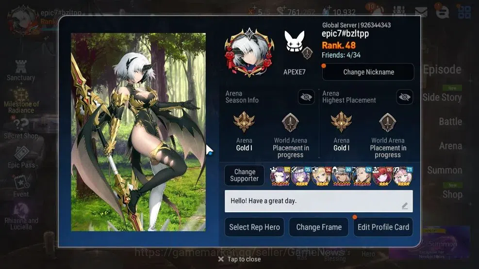 Epic Seven Accounts GLOBAL Unverif|NewEra|5 ML(Rhiana&Luciela,E Ilynav image 2