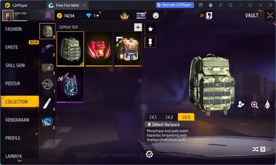 Free Fire Accounts Indonesia | Vault 15| SG Lumut | Tas Kepala Macan  image 12
