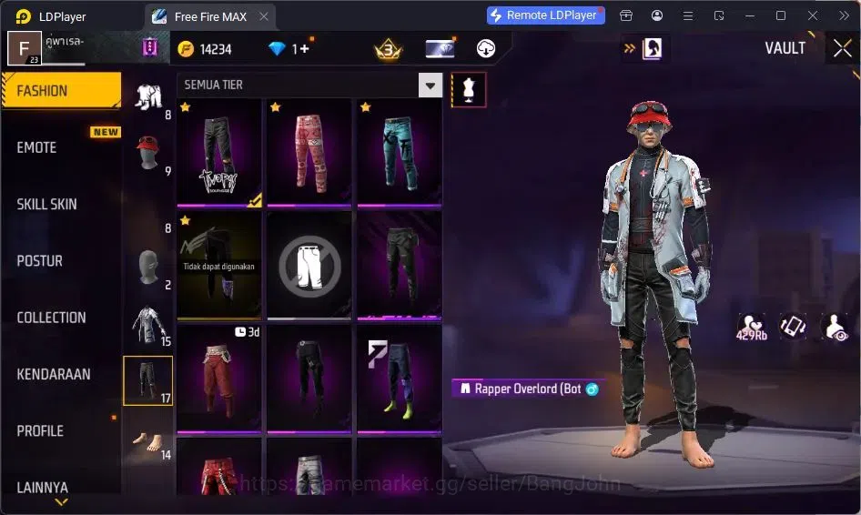 Free Fire Accounts Indonesia | Vault 15| SG Lumut | Tas Kepala Macan  image 15