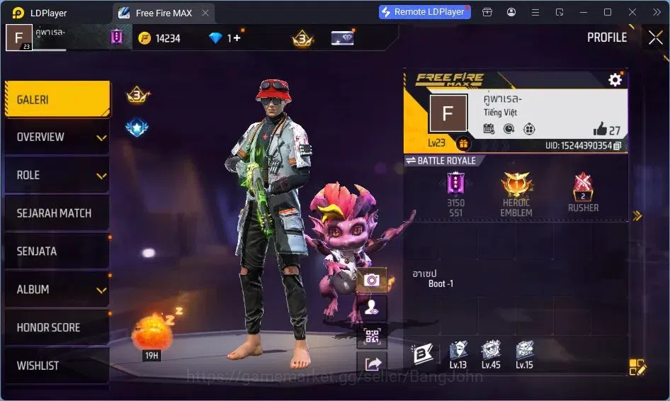 Free Fire Accounts Indonesia | Vault 15| SG Lumut | Tas Kepala Macan  image 2