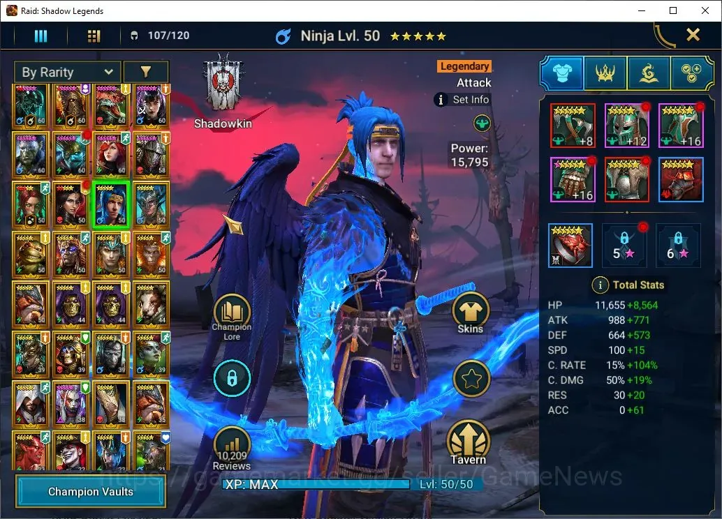Raid: Shadow Legends Accounts Mid-Game Lv 54|1,4M PWR|34 Legend(Ninja,Lyssandra,Dorothy,Artax,Xenomorph,Rathalos,Mc 1