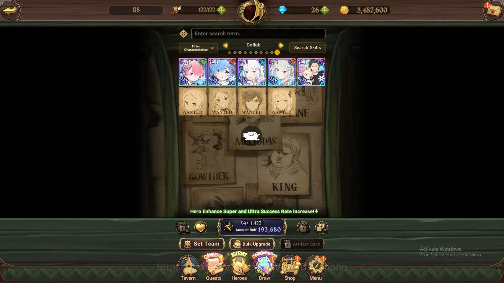 The Seven Deadly Sins: Grand Cross Accounts GLOBAL|192K CC|Fresh starter|Collab Re-zero 2 Emil image 4