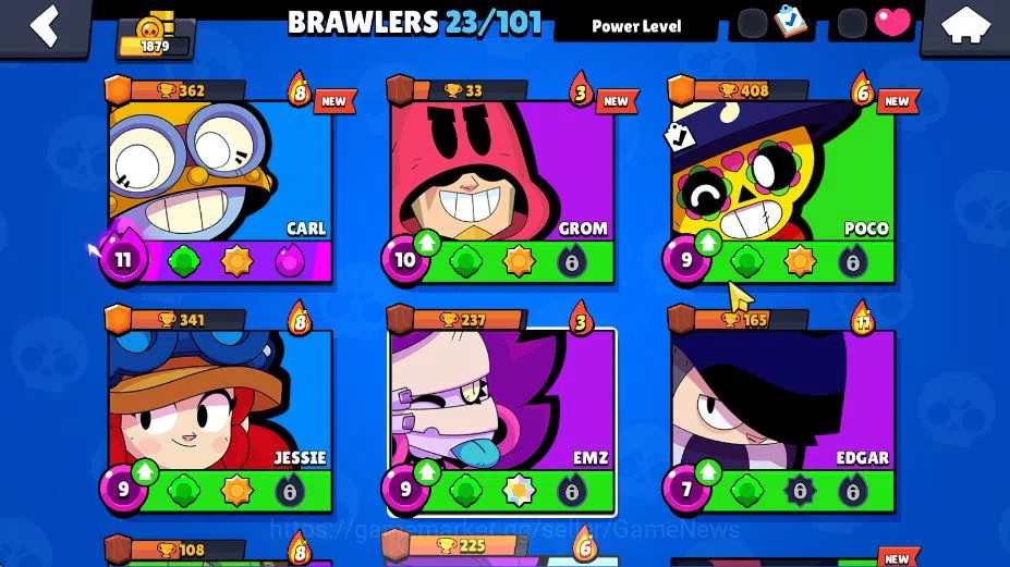 Brawl Stars Accounts 1879 Trophy|19K Bling|23 Brawler 1 Max Lv Myth Mor image 6