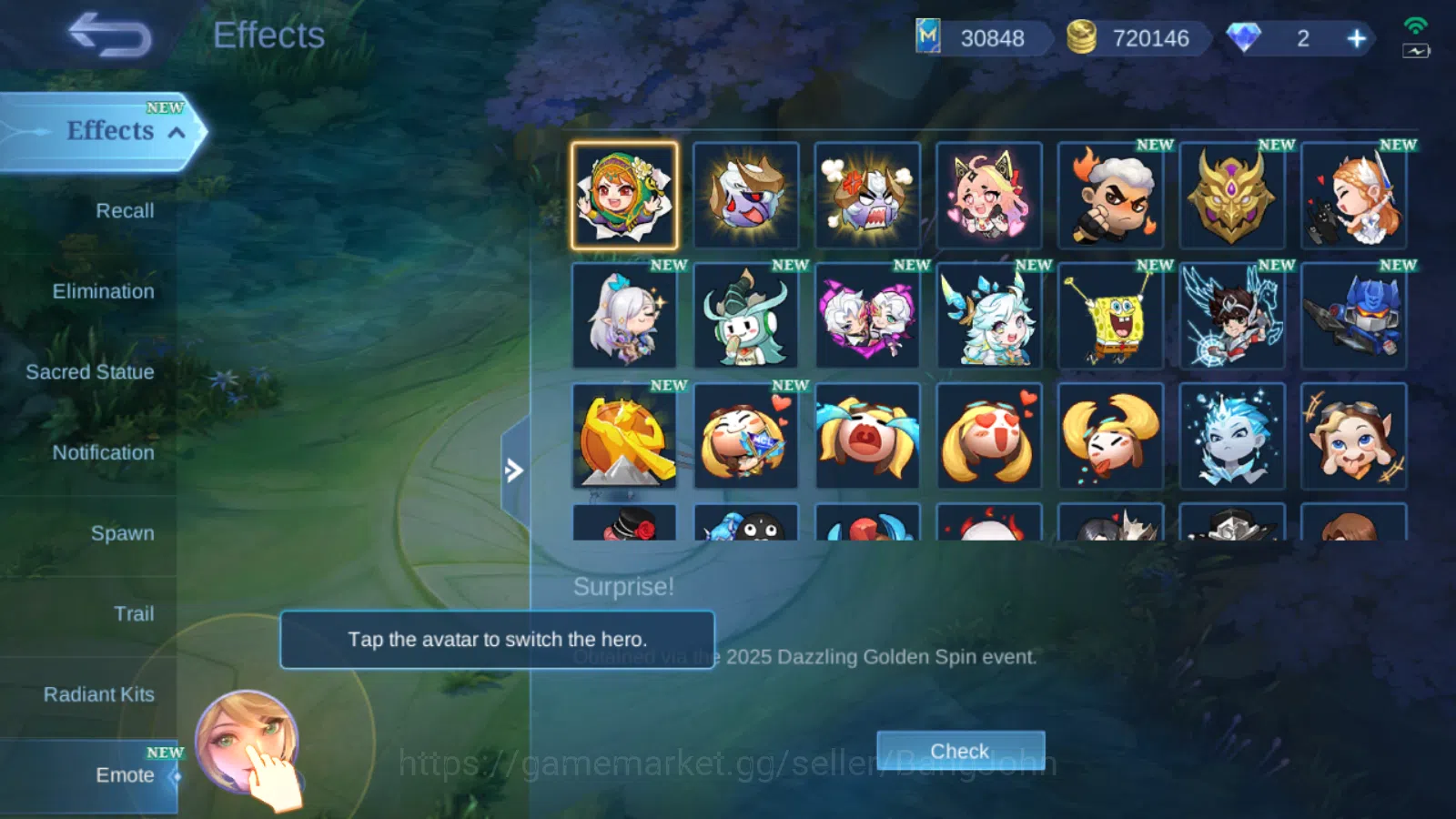 Mobile Legends: Bang Bang Accounts Others Hero 131 | Skin 292 | GLORY | Champion Lancelot , Luckybox Saber , Lighborn Fanny 13