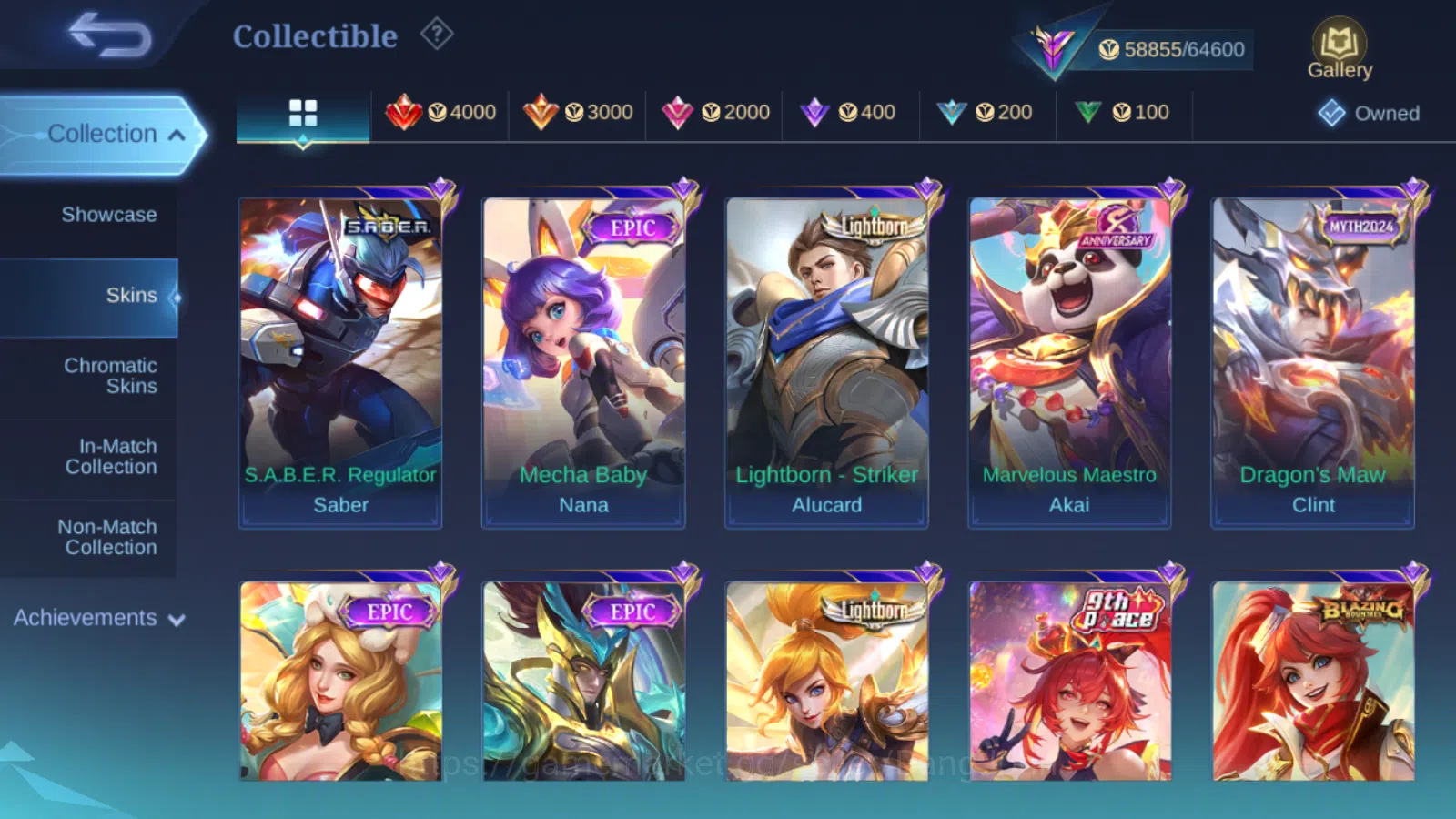 Mobile Legends: Bang Bang Accounts Others Hero 131 | Skin 292 | GLORY | Champion Lancelot , Luckybox Saber , Lighborn Fanny 5