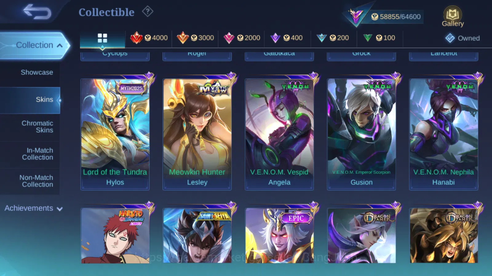 Mobile Legends: Bang Bang Accounts Others Hero 131 | Skin 292 | GLORY | Champion Lancelot , Luckybox Saber , Lighborn Fanny 8