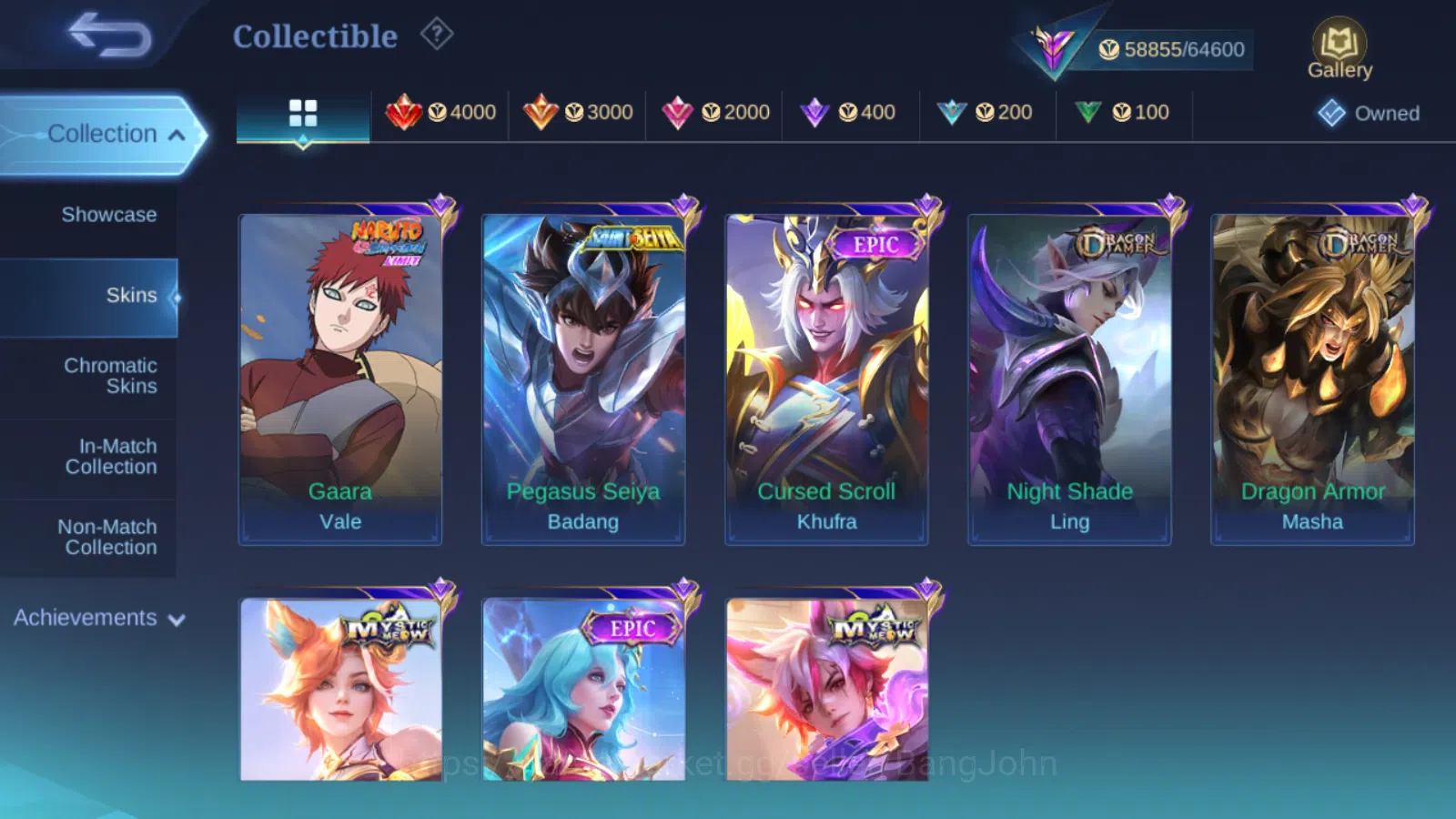Mobile Legends: Bang Bang Accounts Others Hero 131 | Skin 292 | GLORY | Champion Lancelot , Luckybox Saber , Lighborn Fanny 9