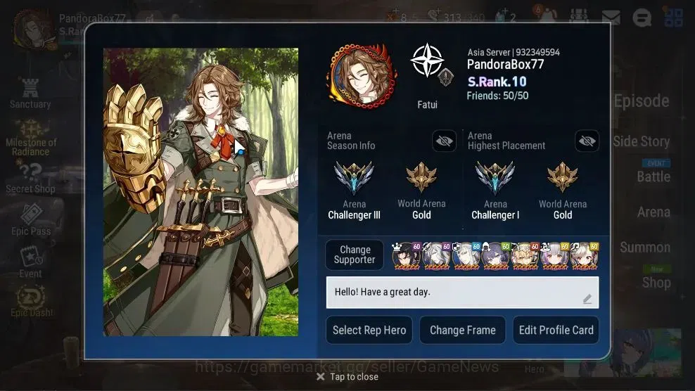 Epic Seven Accounts High-End ASIA Verif|18 ML(LOTScales,HarSeti,GenRas,ZIO,Etc)+Ab Fumyr,Setsuka,Rinak,Estele,Etc|AUTO WGB 2