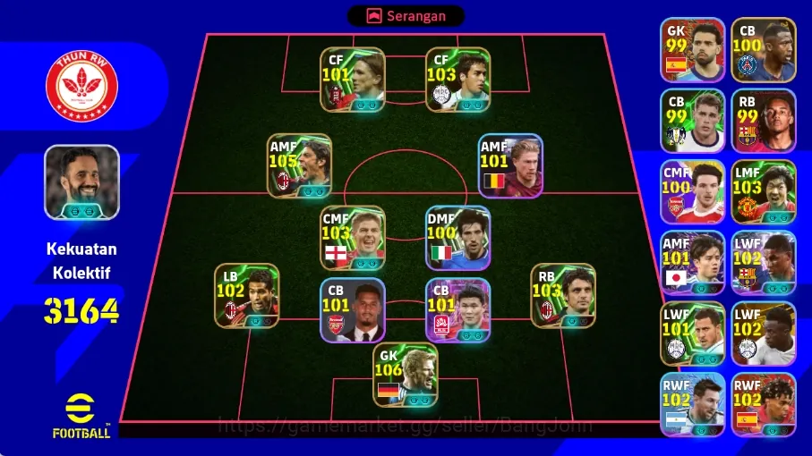 eFootball Accounts Others Android|PW 3164|Marcus Rashford ShowT,Rul Costa Epic,Fernando Torres Epic,Massimo Oddo 1